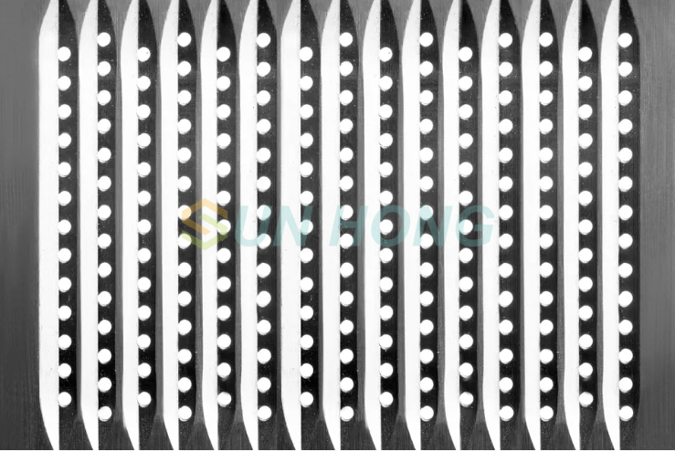 screen basket drilled hole